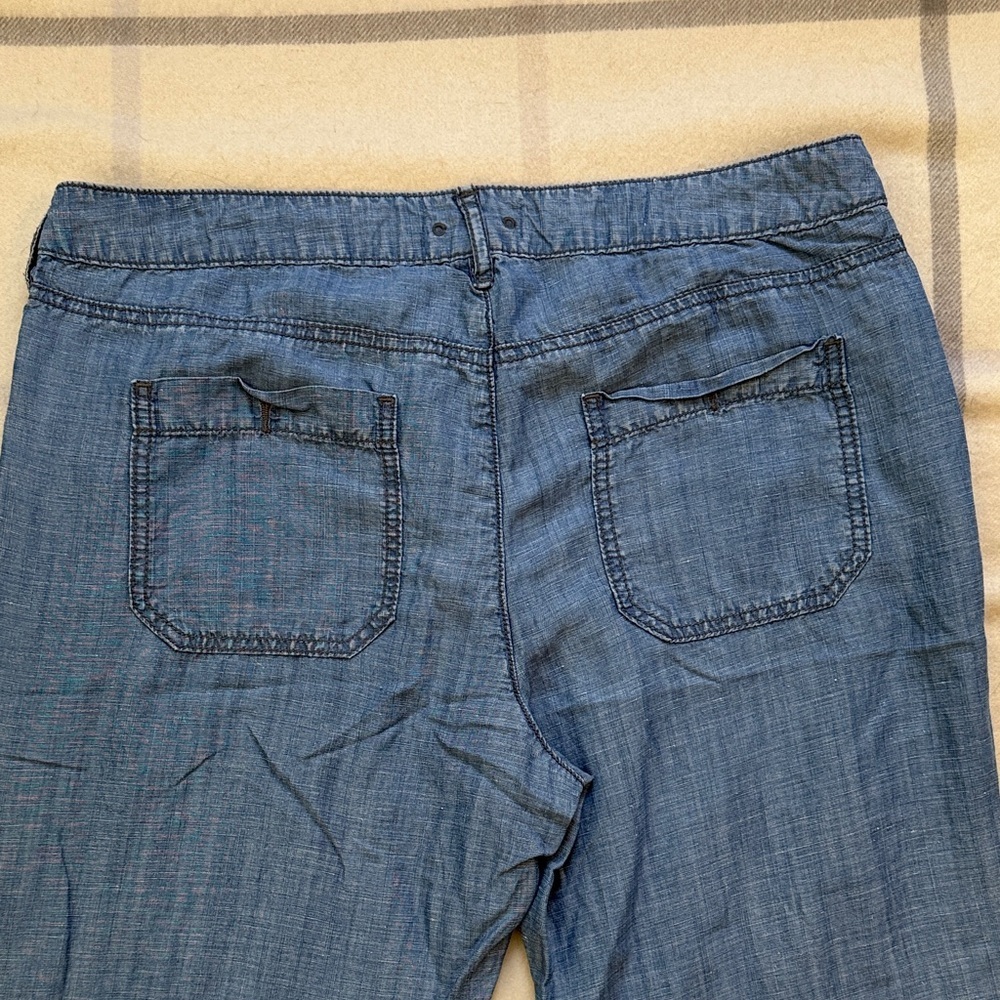 Pilcro Blue Tencel Linen Wide Leg Chambray Pants - Picture 9 of 14